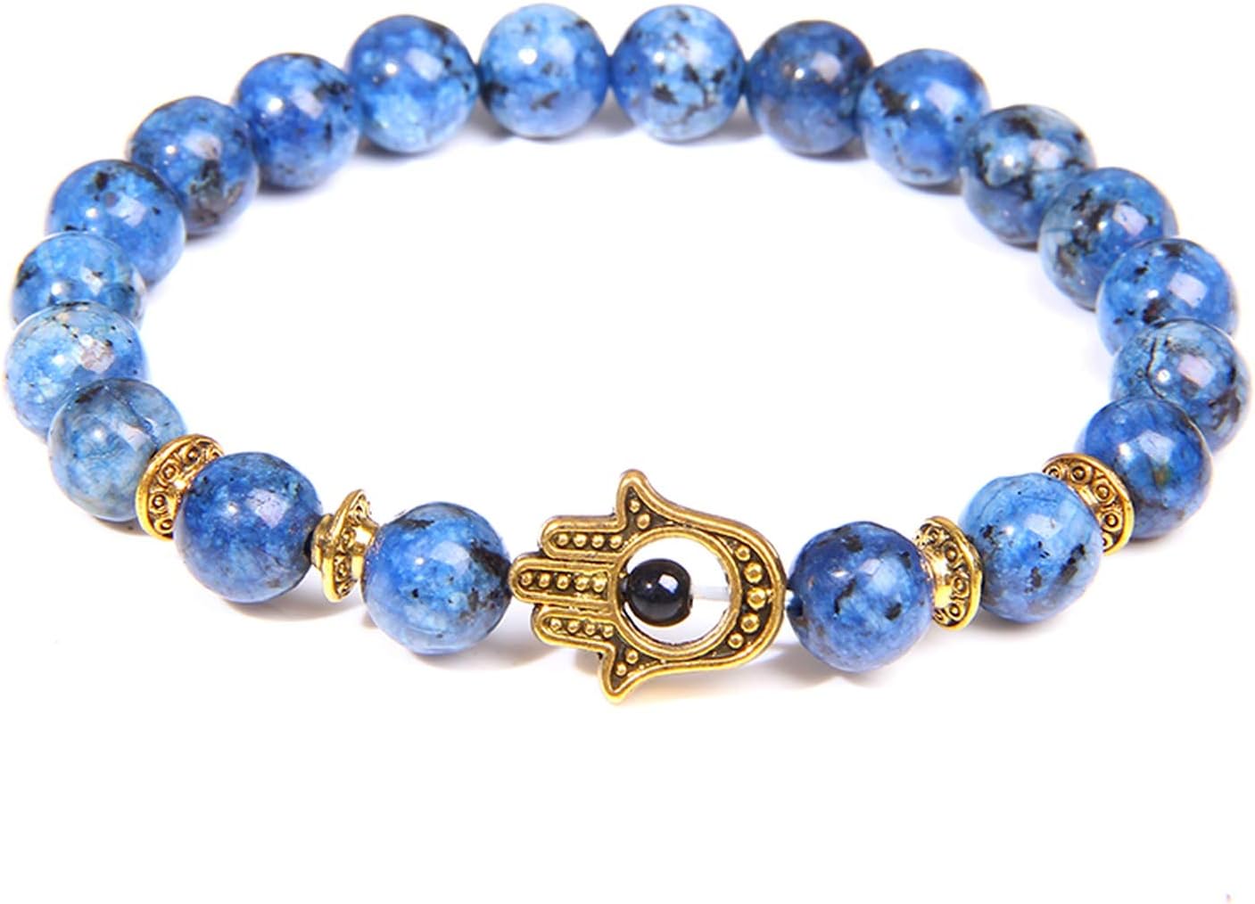 Men Women Bracelets Natural Stone Beads Bracelet Hand of Fatima Hamsa Charm Bracelets Evil Eye Amulet Beads Bracelet