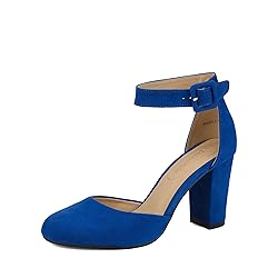 DREAM PAIRS Womens Royal Blue Suede High Heel