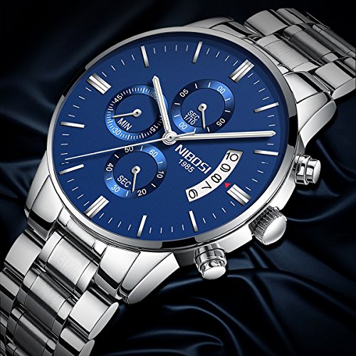 HOMVAN Unisex Uhr Analoges Quarzwerk mit Rostfreier Stahl Armband HOEP-07