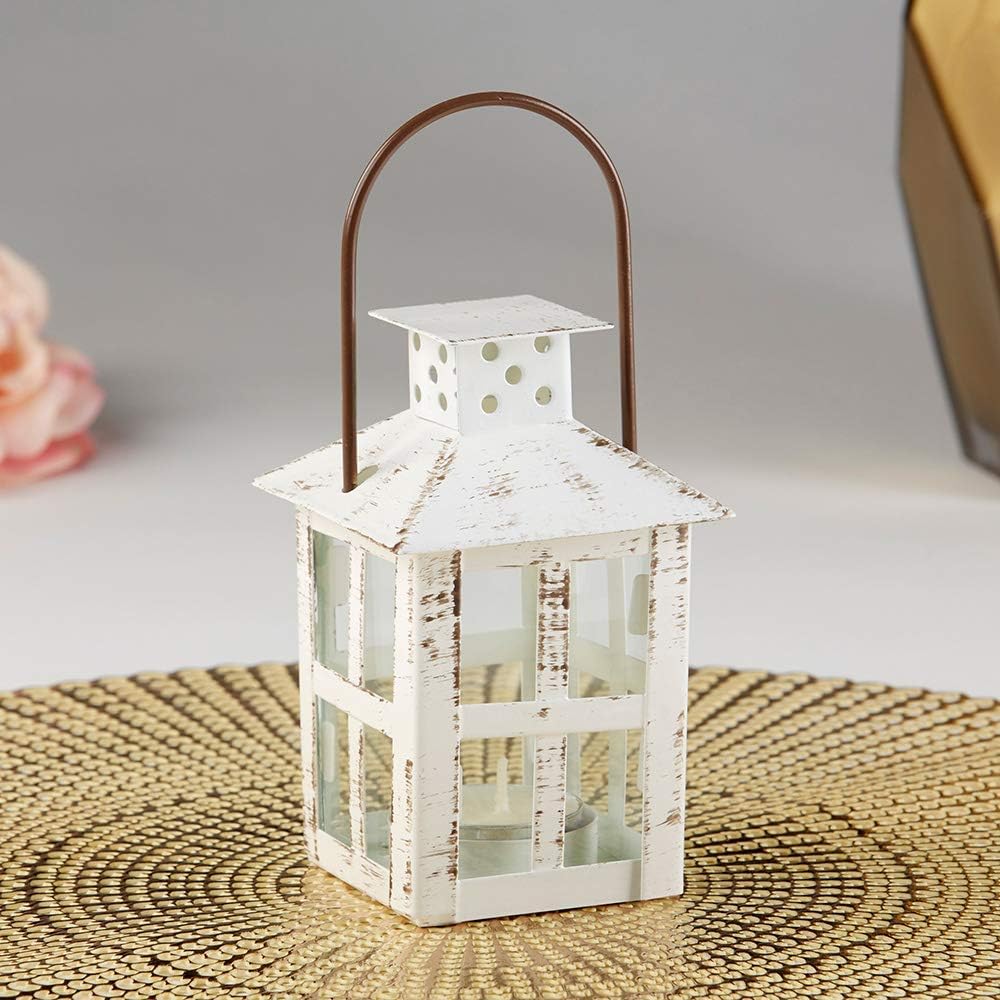 Kate Aspen Vintage White Distressed Small Candle Lantern, One Size: Kitchen & Dining