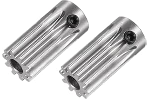 Kozelo 2pcs Mod 1 Straight Spur Pinion Gear Motor Gear 10 Teeth - [5mm Aperture x 20mm Height], Suitable for RC Cars, Stainless Steel