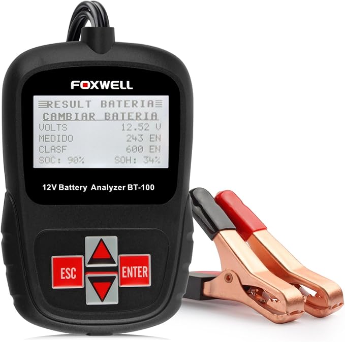 FOXWELL BT100 12 Volt Car Battery Tester 1001100 Cold Cranking Amps