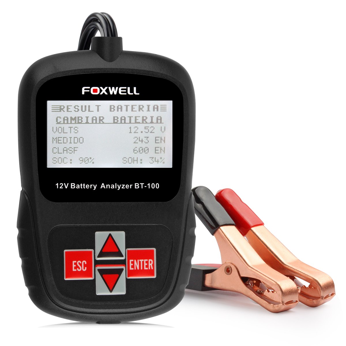 FOXWELL Car Battery Tester 12V 100-1100 CCA Check Battery Life Health Directly Detect Bad Cell