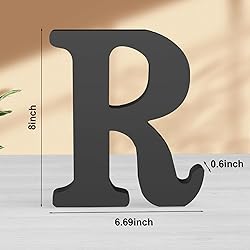 Zaruatu 8 Inch Black Wood Letters Unfinished Wood