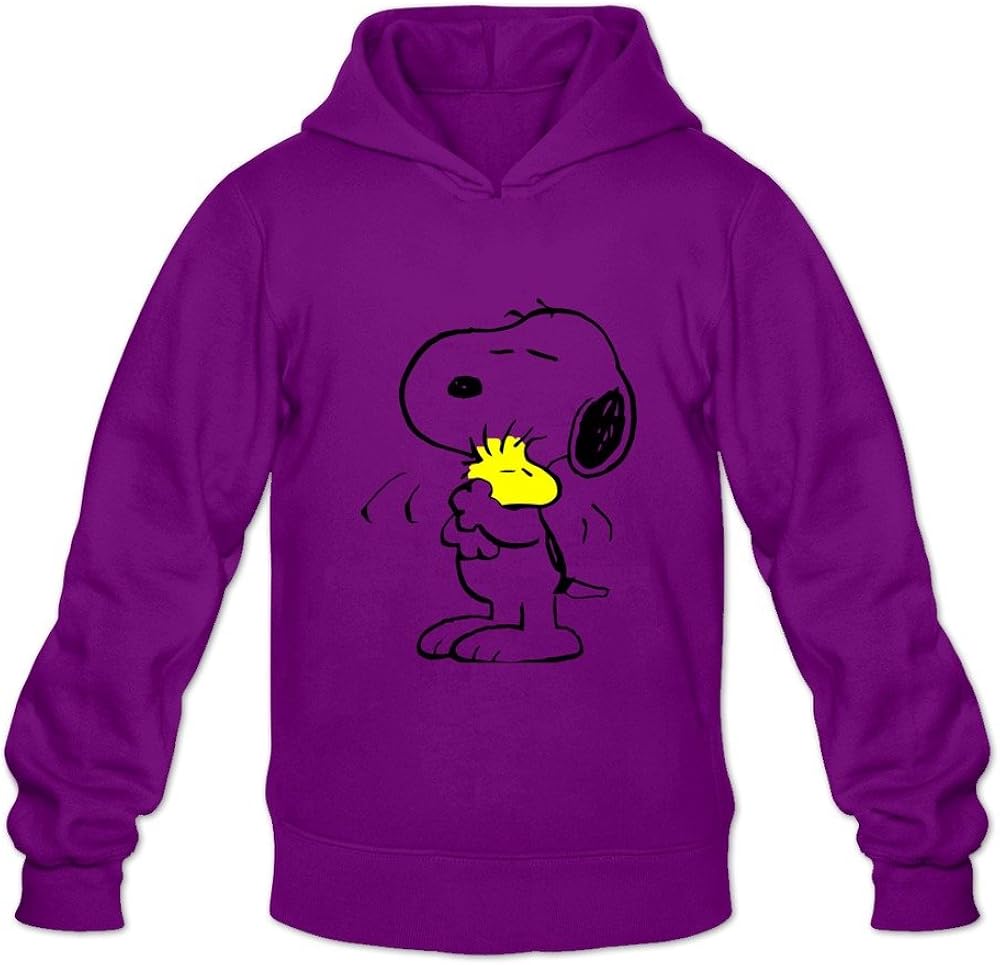 Snoopy And Woodstock LongSleeve Hoodies For Men Purple XXL Latest