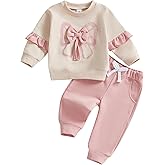 Mubineo Toddler Baby Girl Clothes Bowknot Sweatshirt Outfits Fall Winter Long Sleeve Tops Pant Outfit Sweatsuit Set