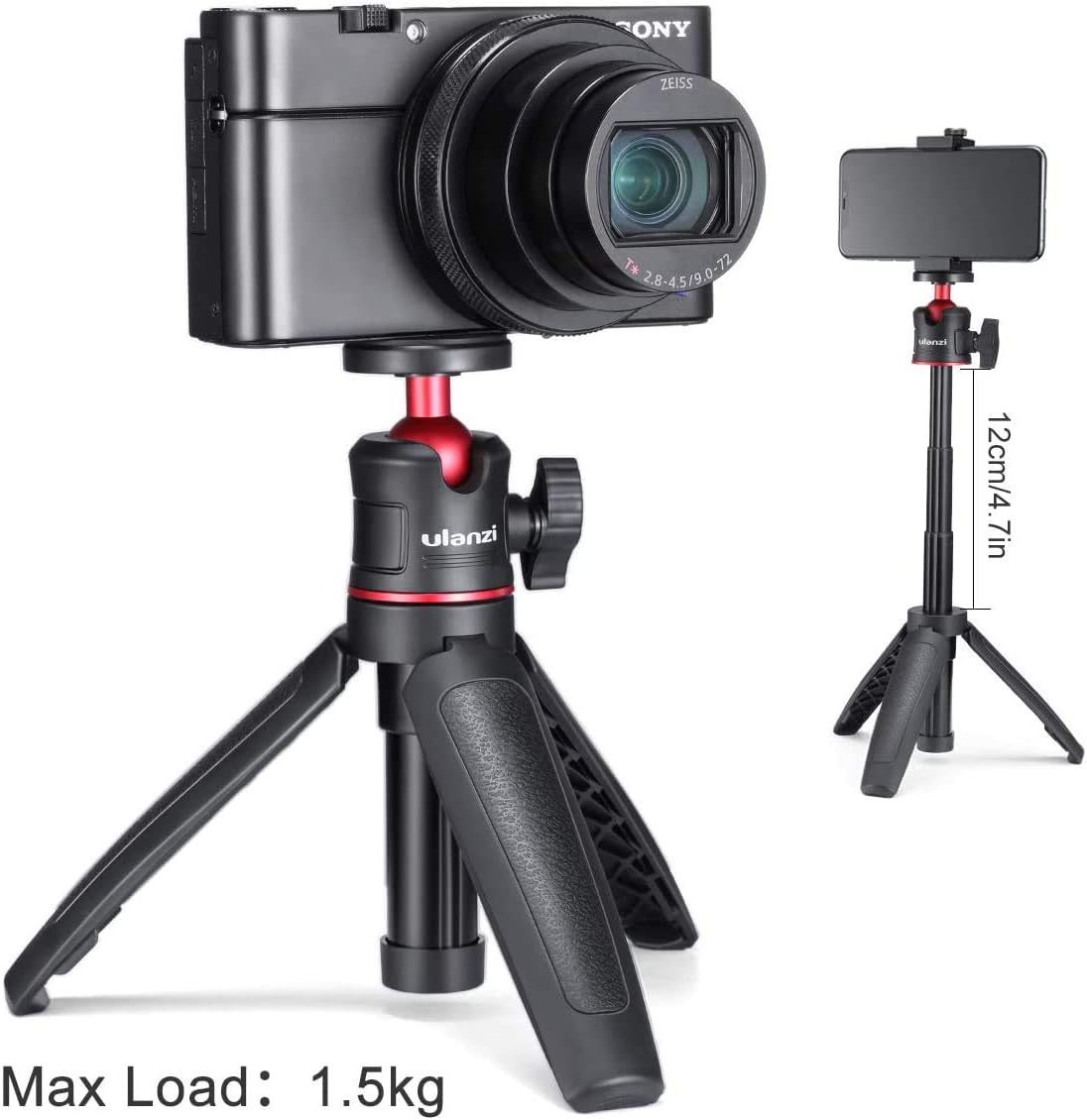 ULANZI MT-08 Extension Pole Tripod, Mini Selfie Stick Tripod Stand Handle Grip for Webcam iPhone 11 Pro Max Samsung Smartphone Canon G7X Mark III Sony ZV-1 RX100 VII A6400 A6600 Cameras Vlogging : Camera & Photo