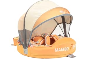 ANJEEIOT Mambobaby Float with Canopy Baby Pool Floats Non Inflatable for Swimming Baby Swim Float Safety Swim Tranier Upgraded Tail Solid Pool Float for Infant Toddler 3-24 Months, Pizza