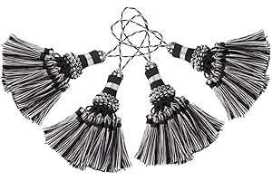 BEL AVENIR Set of 4 Tassel for Craft Elegant Polyester Tassels for Pillow Key Tassel DIY Accessories for Curtain and Home Decor- Black