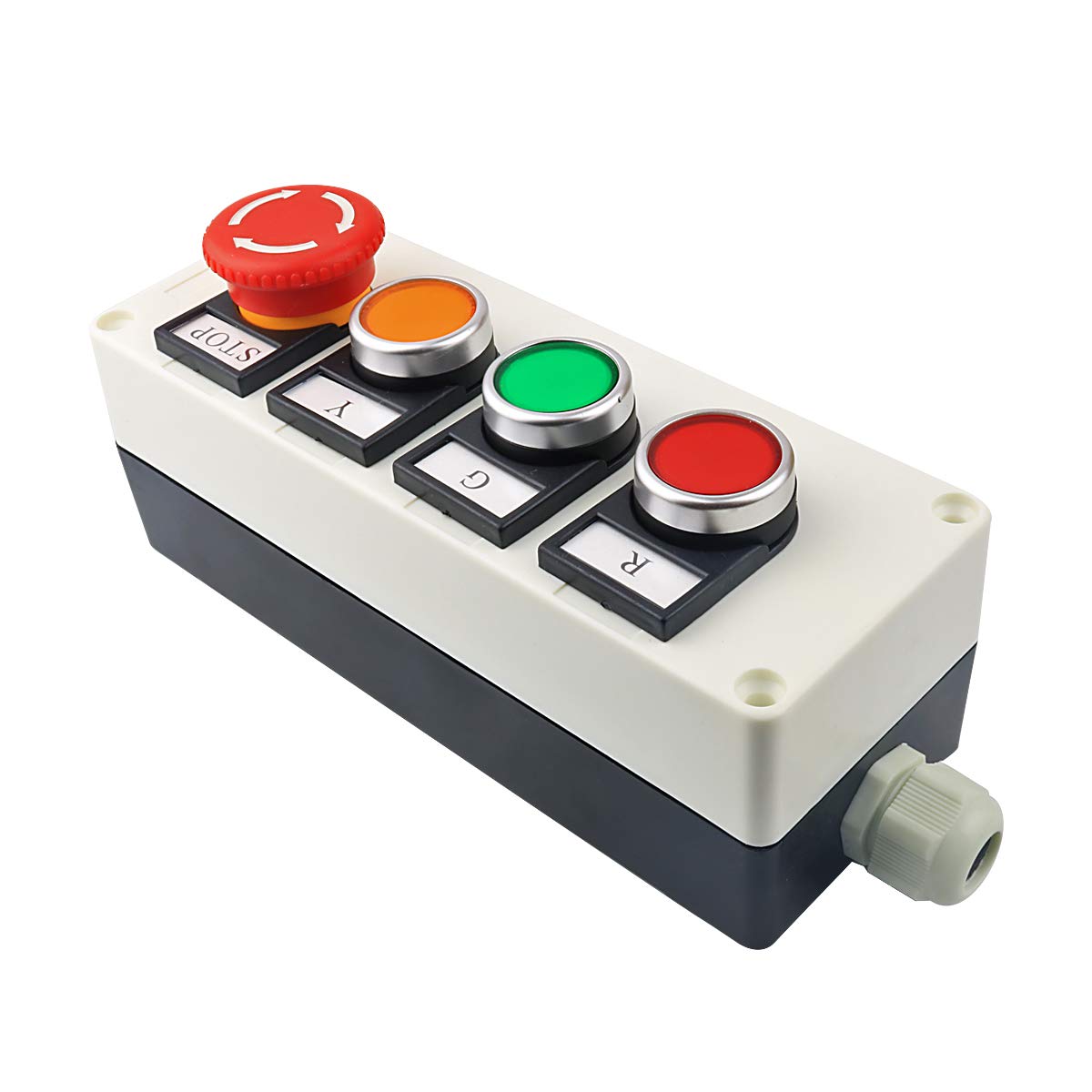Photo 1 of Nxtop Red Yellow Green Momentary Switch, Red Mushroom Emergency Stop 1NC 1NO Latching Push Button Station Switch Pushbutton Switches 440V 10A