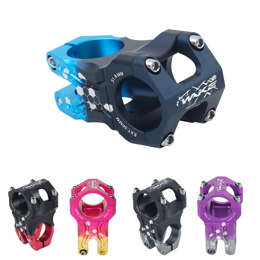 BESNIN Bike Stem 0 Degree 35mm/50mm Short MTB Stem, CNC Machined Aluminium Alloy, 31.8mm Handlebar Clamp for Mountain Bike, Gravel, Enduro, DH, XC & E-Bike (Two-tone Black/Blue, 31.8x50mm)