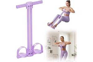 Pedal Resistance Bands with Handles, Upgrade 6-Tube Natural Rubber Foot Pedal Resistance Band for Multifunction Stretching Wo