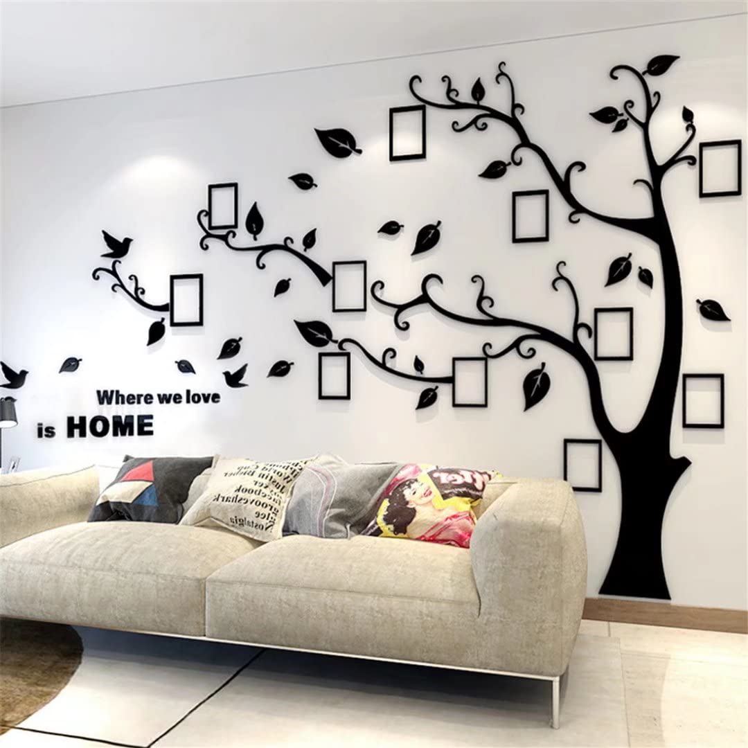 Tree Wall Stickers 3D DIY Tree Wall Decal Art Murals Large Family Photo Frames Tree Decoration for Living Room Bedroom Restaurant Home Decor — image 1