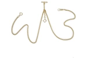 SUDESMO Pocket Watch Double Albert Chain Pocket Watch Chains with T Bar & Lobster Clasps, Hook Antique Fob T Bar for Men