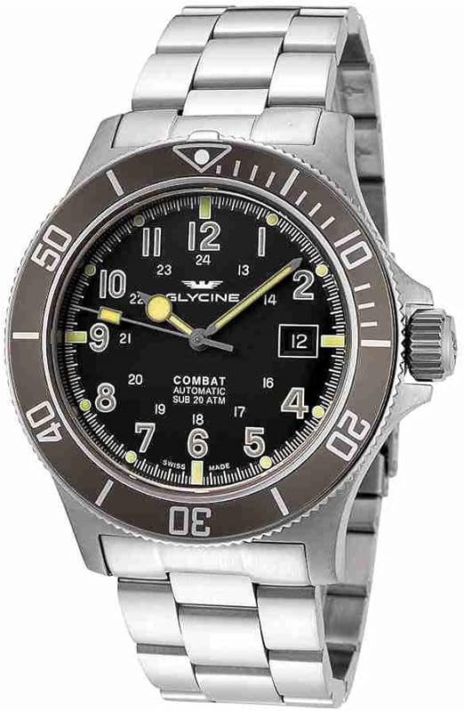 glycine combat stainless steel case men's automatic watch