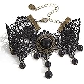 Hopodix Gothic style Black gothic Anklet lace foot jewelry for Vampire masquerade party Carnival costume accessory for women