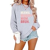 YHHR Mama Sweatshirt Overstimulated Moms Club Bruh Graphic Pullover for Women Vintage Long Sleeve top