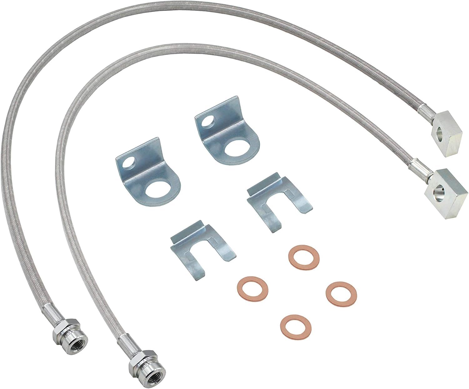 Photo 1 of 2Pcs 89702 Front Stainless Brake Lines 26inch Compatible with 87-06 Jeep TJ/YJ/XJ With 4"-6" Suspension Lift Kits