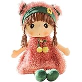 Plush Baby Doll Girl with Clothes, 17.7 Sweetheart Rag Doll Cozy Cuddle Soft Baby Doll for Kids Babies,Plush Stuffed Toy with Hat Skirt Plush Toy Baby Girls Sleeping Partner Doll Xmas Birthday Gift