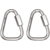 SHONAN 2.9 Inch Delta Quick Link Large Stainless Steel Triangle Quick Links Heavy Duty Triangle Carabiners Marine Grade, 2 Pack, 1535 Lbs Capacity