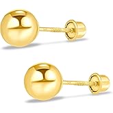 14k Real Gold Ball Stud Earrings for Women & Men (2mm-8mm Diameter) - Real 14k Gold, Secure Screw Back Design