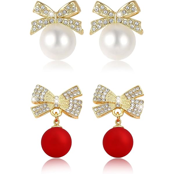 Cute Candy Cane Stud Earrings - Gold Plated Christmas Earrings With Red & Green Rhinestones, Festive Holiday Jewelry For Women