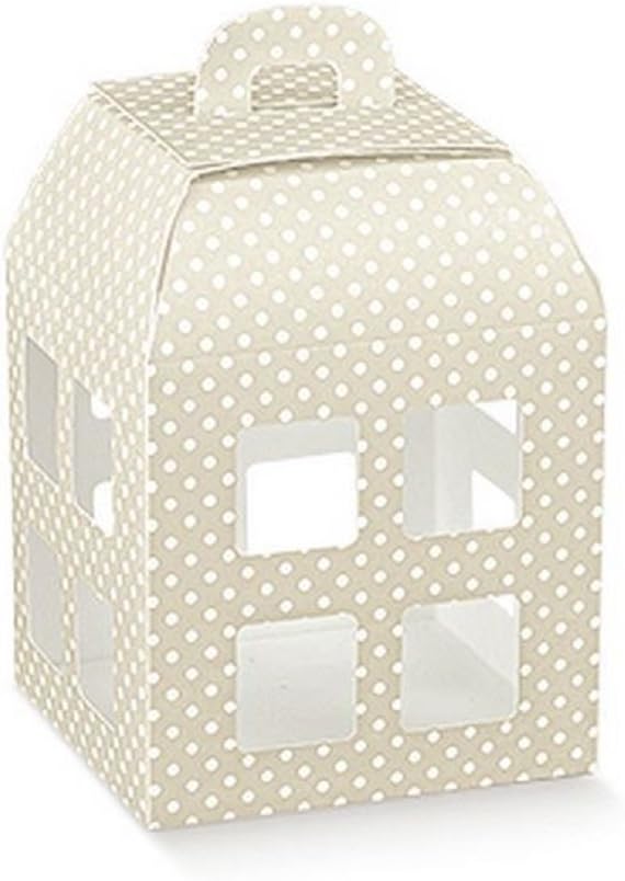 10 Boxes Atelier Taupe Lantern 12 x 12 x 16.5 cm Party Favours Gift Box Door Confetti Wedding Dots