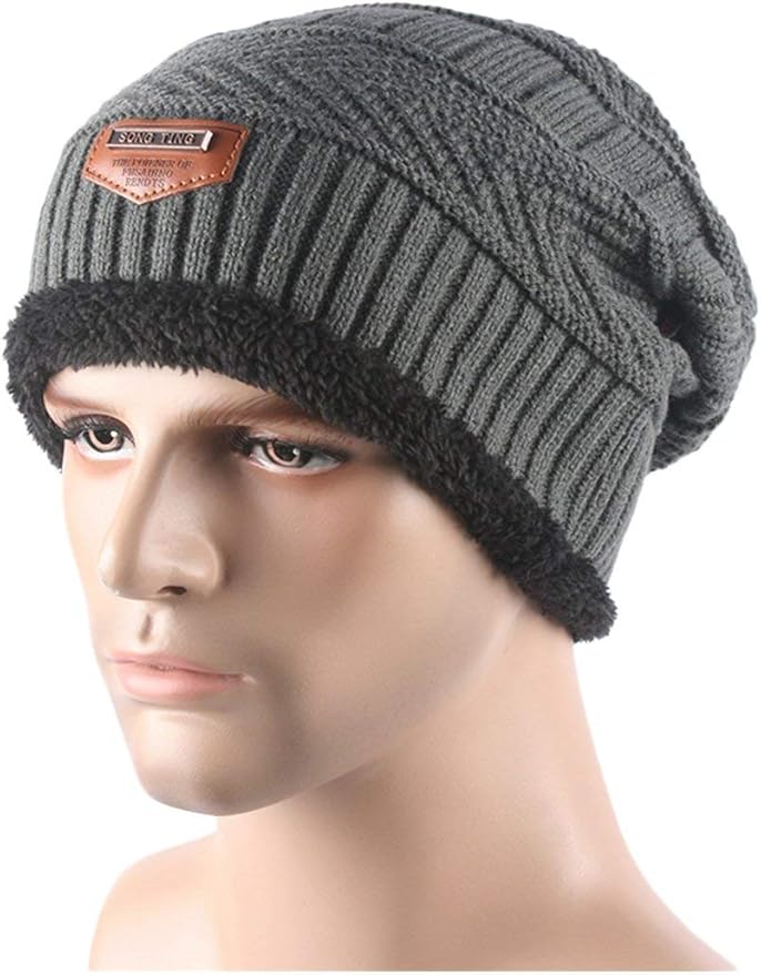 Screenes Beanies Men Ski Thick Warm Knitting Hat Cable Slouch Beanie