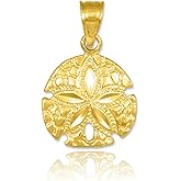High Polish 14k Yellow Gold Sea Star Sand Dollar Charm Pendant