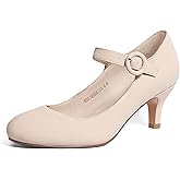 IDIFU Women's Jessy Dress Mary Jane Shoes Low Kitten Heels Closed Round Toe Office Work Wedding Pumps