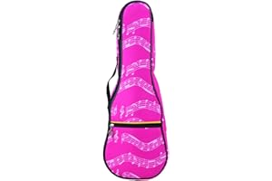 Ukulele Bag,Ukulele Case 21" Waterproof Oxford Musical Note Case Single Shoulder Backpack with Adjustable Straps (Rose)