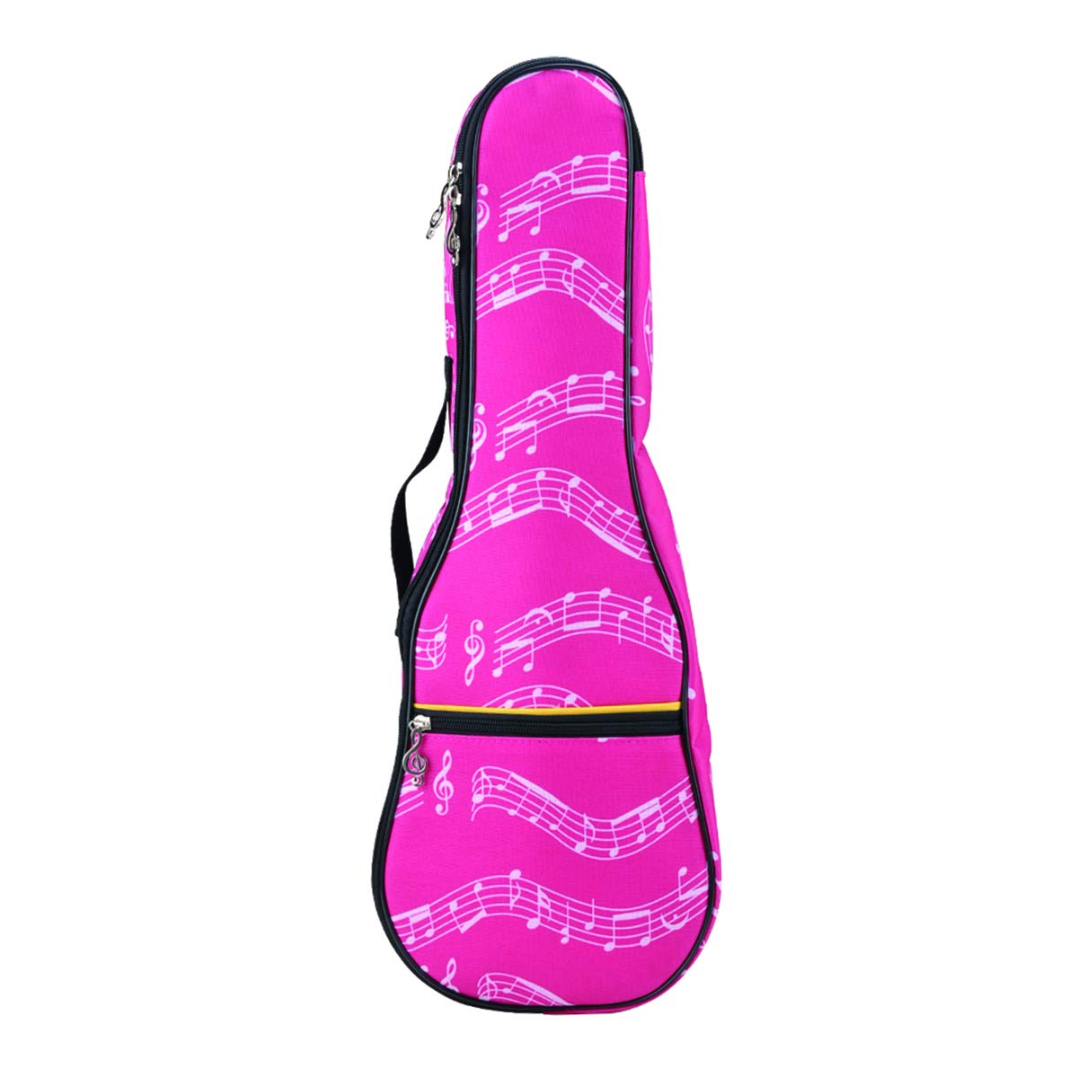 Musical Note Pattern Concert Ukulele Bag,Case,23Inch 600D Waterproof Oxford Ukulele bags Cases Single Shoulder Backpack with Adjustable Straps (Pink)