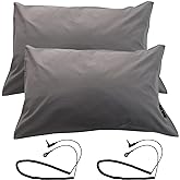 EOHELGRO 2PCS Grounding Pillowcases with Grounding Cord, Cotton and Sliver Fiber for Better Sleep, Pain Relief, Inflammation (Gray, 20x30in, 2pack)