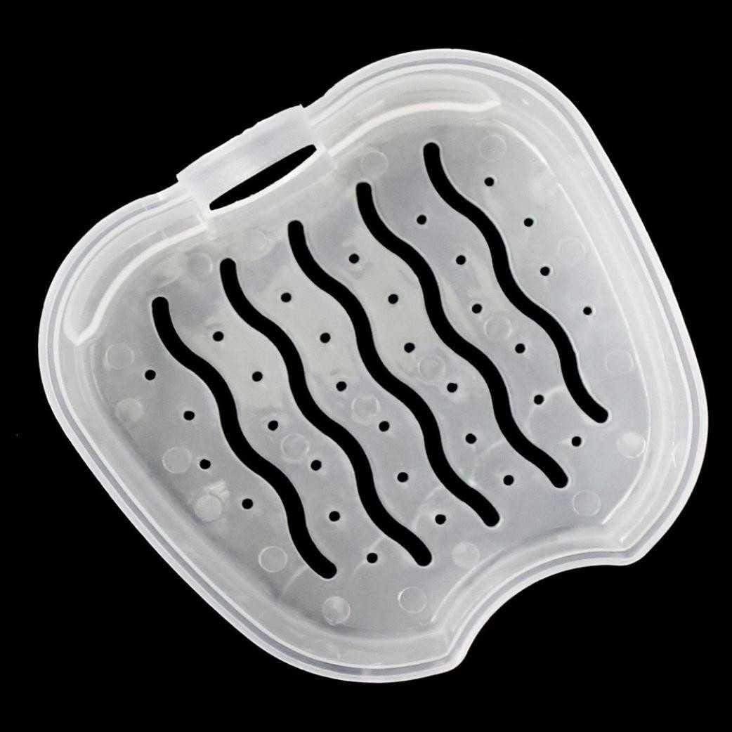 Denture Box Case, Riforla Denture Bath Box Case Dental False Teeth Storage Box with Hanging Net Container (Dark Blue): Health & Personal Care