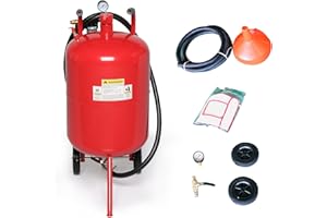PARTS-DIYER 20 Gallon Portable Sandblaster Air Sand Blaster 65-125 PSI High Pressure Air Media Abrasive Blasting Tank w/6" Wheels Red
