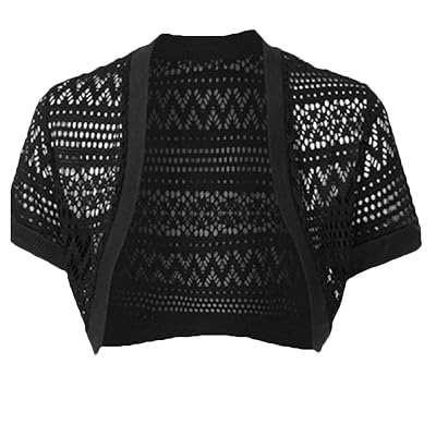 Beloved Women Loose Open Front Knitted Short Sleeve Crochet Shrug Bolero Cardigan