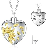 SHUSUKUE Cremation Jewelry for Ashes 925 Sterling Silver Sunflower/Rose/Cross/Paw Print/Crystal/Swan/Hamsa Hand/Koala/Clover/Bar Urn Necklace for Human Pet Ashes Keepsake Memorial Jewelry Gifts for Women Girls