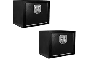 VIGORIGHTER 18 Inch Underbody Truck Tool Box 2 Pack,18"x 12"x 14" Heavy Duty Steel Truck Storage Organizer for Pick Up Truck Bed RV Trailer, Waterproof Tool Box Chest with T-Handle Lock, Black (Pack of 2)