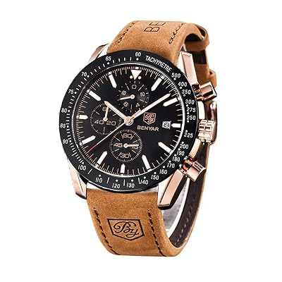 Quartz Wristwatches: Elegant Mens Strap Watch With Leather  Classic Fashion Elegant Chronograph Watch Casual Sport Leather Band Men\'s display picture 1