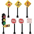 Road Signs, Traffic Lights, Post Box, Building Bricks Play Toys Miniature Traffic City Street Village 36 Piece Educational Learning Gift MOC Hobby 1:64 Scale (7 Signs)