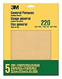 3M Sandpaper, 220 Grit, 5 Sheets, 9 in x 11