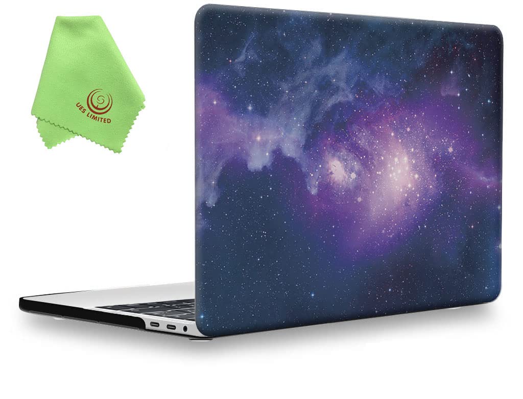 UESWILL Compatible with MacBook Pro 15 inch Case 2019 2018 2017 2016 Release Model: A1990 / A1707, with Touch Bar & USB-C, Galaxy Pattern Smooth Matte Hard Shell Case, Nebula/Purple