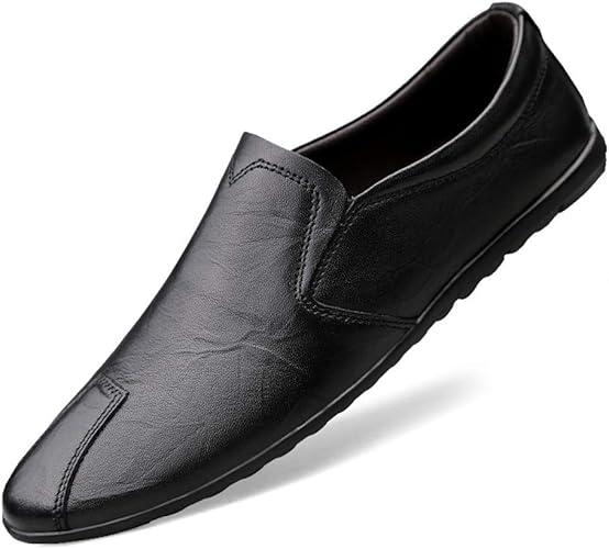 Amazon 麗人島株式會 高級ブランドのファッションソフトモカシン男性ローファー高品質本革の靴メンズフラットスエードドライビングシューズ 25 5cm 黒 ビジネスシューズ