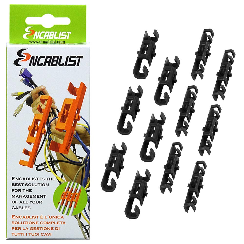 encablist, Universal Exoskeleton Made in Italy for Manage and organize all cables of TV PC Laptop Home and Office Appliances, Pack of 12