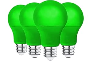 U4GLORY 4 Pack LED Green Light Bulbs - A19 9Watts with E26 Base 60w Equivalent LED Green Bulb for Wedding Halloween Christmas Party Bar Decor, Porch, Home/Holiday Lighting, Decorative Illumination Green Bulb