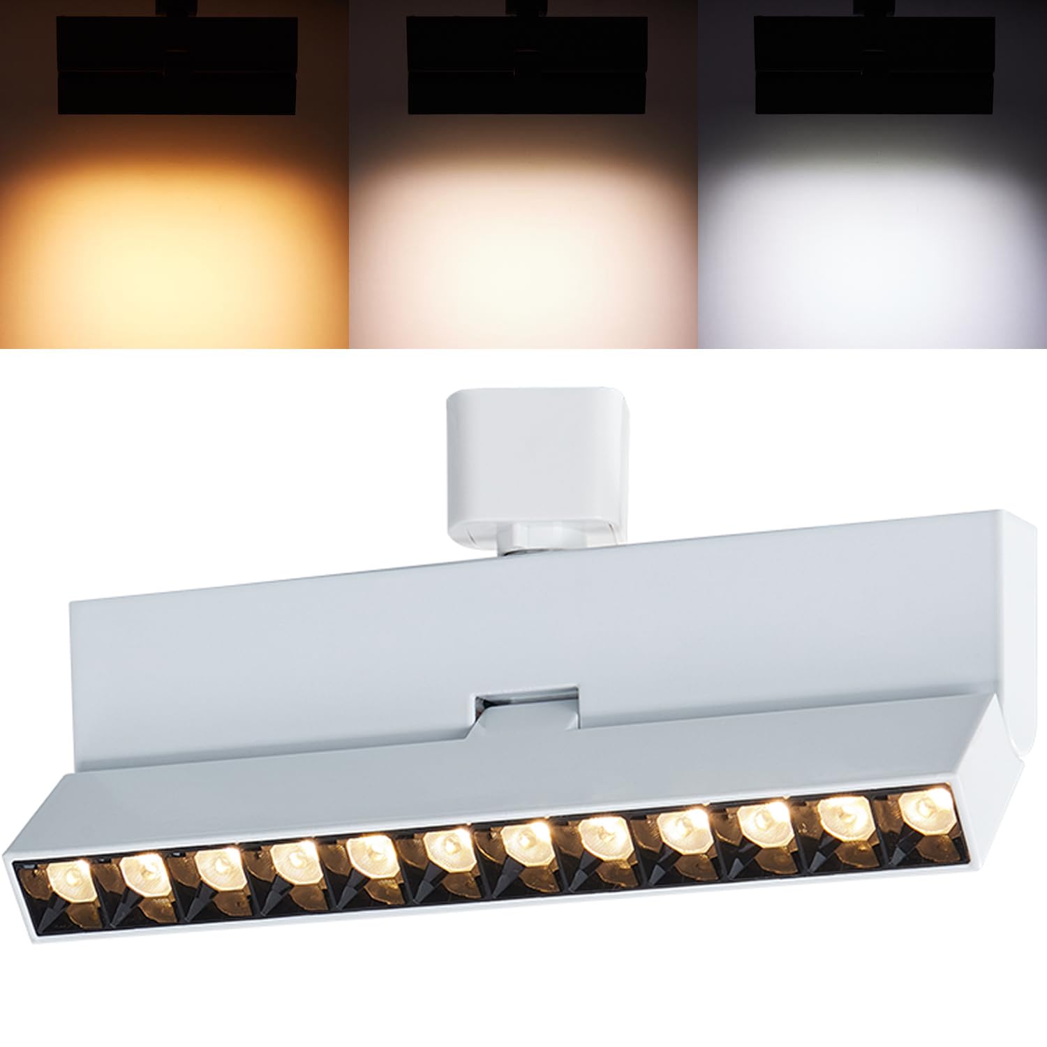 Photo 1 of VANoopee 3-Color Dimmable LED Track Lighting Heads H Type Bright Track Light Heads Modern Ceiling Spotlight Fixtures for Kitchen Wall Art Shop, 3000K 4000K 5000K, Flicker Free 30° CRI90+ White 12W