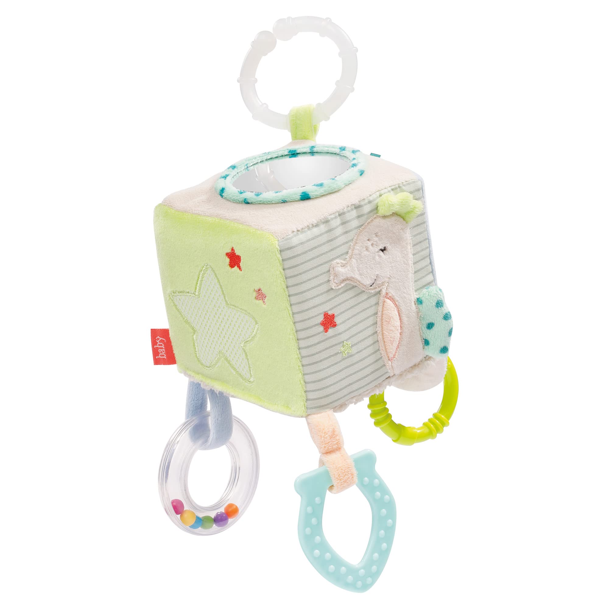 Fehn Activity Cube Rattle with Hanger 10 x 10 cm Sea Children 054446