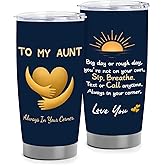 Sereni Tide Heartfelt Support Gift Cup for Aunt - 20oz Stainless Steel Aunt Tumbler, Encouragement from Niece or Nephew, Christmas Meaningful Birthday Present, Appreciation Keepsake for Women