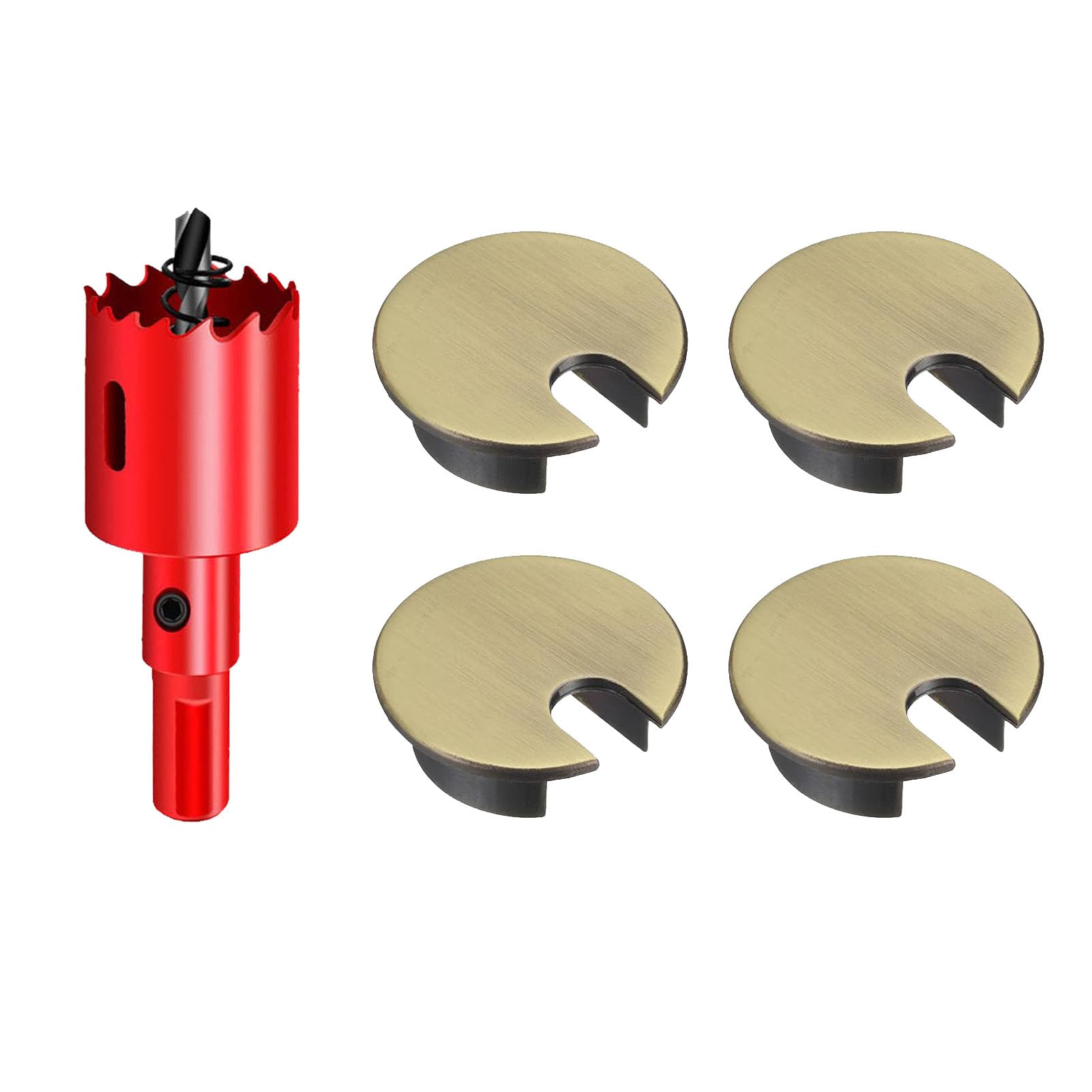 DuDuZui 4PCS Desk Cable Grommets, 35mm Durable Bronze Computer Desk Metal Cable Hole, Round Cable Hole Cover for Office Home Desktop Cable Organizer, with Hole Saw