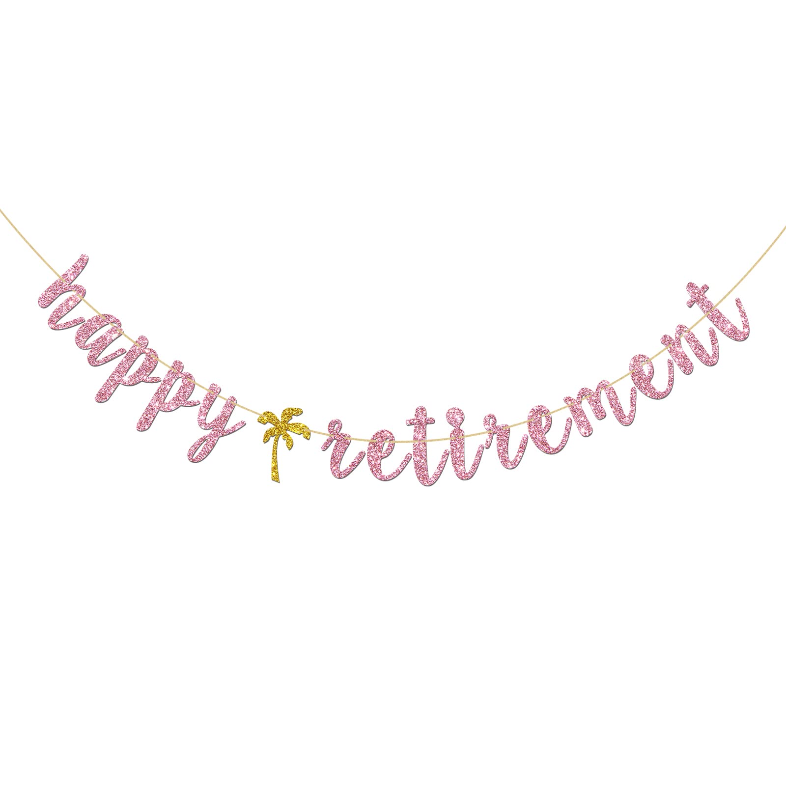 Happy Retirement Banner - Pink Glitter Welcome Back- Retired AF, Retirement Party Decorations